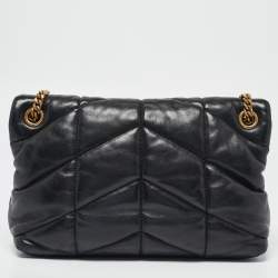 Pre Owned Saint Laurent Black Quilted Leather Small Puffer Chain Shoulder Bag
