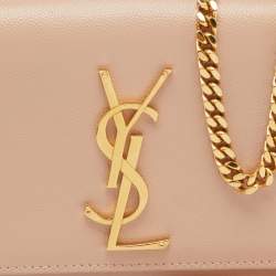 Saint Laurent Poudre Beige Grain Leather Small Kate Shoulder Bag