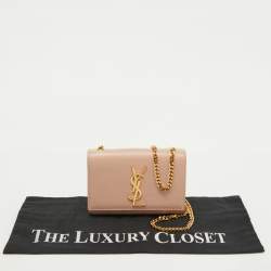 Saint Laurent Poudre Beige Grain Leather Small Kate Shoulder Bag
