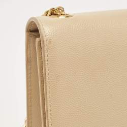 Saint Laurent Beige Leather New Small Kate Wallet On Chain