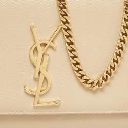 Saint Laurent Beige Leather New Small Kate Wallet On Chain