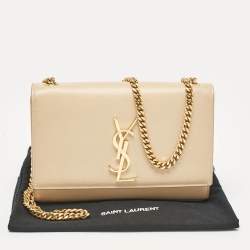 Saint Laurent Beige Leather New Small Kate Wallet On Chain