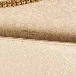 Saint Laurent Beige Leather New Small Kate Wallet On Chain