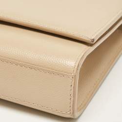 Saint Laurent Beige Leather New Small Kate Wallet On Chain