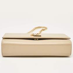 Saint Laurent Beige Leather New Small Kate Wallet On Chain