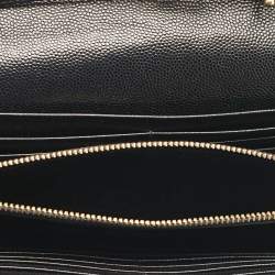 Saint Laurent Black Matelassé Leather Cassandre Envelope Chain Clutch