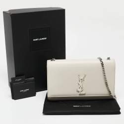 Saint Laurent Off White Leather Medium Kate Shoulder Bag