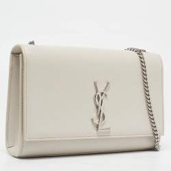 Saint Laurent Off White Leather Medium Kate Shoulder Bag