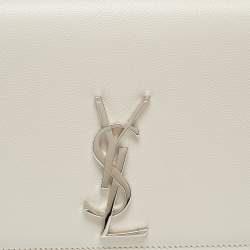 Saint Laurent Off White Leather Medium Kate Shoulder Bag