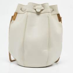 Saint Laurent Off White Leather Small Talitha Bucket Bag
