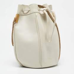 Saint Laurent Off White Leather Small Talitha Bucket Bag
