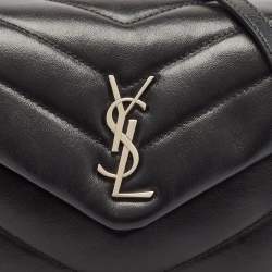 Saint Laurent Black Matelassé Leather Mini Loulou Shoulder Bag