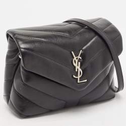 Saint Laurent Black Matelassé Leather Mini Loulou Shoulder Bag