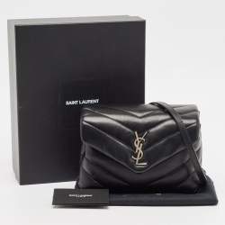 Saint Laurent Black Matelassé Leather Mini Loulou Shoulder Bag