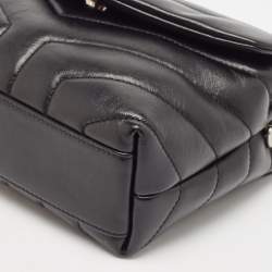 Saint Laurent Black Matelassé Leather Mini Loulou Shoulder Bag