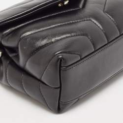 Saint Laurent Black Matelassé Leather Mini Loulou Shoulder Bag