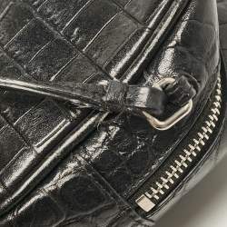 مملوكة مسبقًا Saint Laurent Black Croc Embossed Leather Blogger Crossbody Bag
