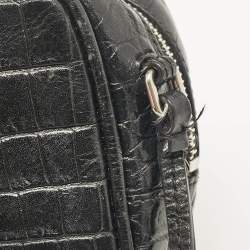 مملوكة مسبقًا Saint Laurent Black Croc Embossed Leather Blogger Crossbody Bag