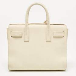 Saint Laurent Cream Leather Nano Classic Sac De Jour Tote