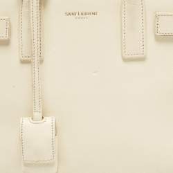 Saint Laurent Cream Leather Nano Classic Sac De Jour Tote