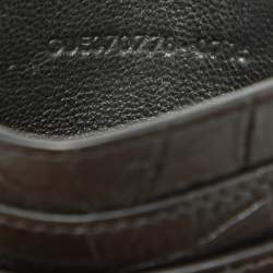 Saint Laurent Black Croc Embossed Leather Monogram Card Holder