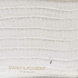 Saint Laurent Silver Textured Leather Zip Card Holder