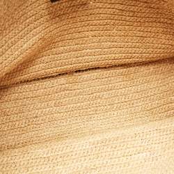 Saint Laurent Black/Natural Woven Straw Large Rive Gauche Tote