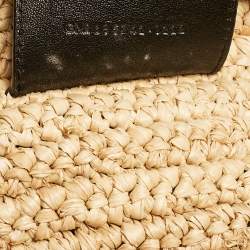 Saint Laurent Black/Natural Woven Straw Large Rive Gauche Tote