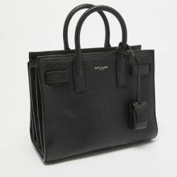 Pre Owned Saint Laurent Black Leather Nano Classic Sac De Jour Tote