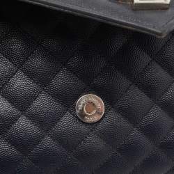 Pre Owned Saint Laurent Navy Blue Mix Matelassé Leather Medium Envelope Chain Shoulder Bag