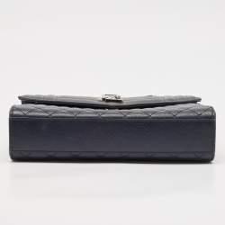 Pre Owned Saint Laurent Navy Blue Mix Matelassé Leather Medium Envelope Chain Shoulder Bag