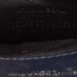 Pre Owned Saint Laurent Navy Blue Mix Matelassé Leather Medium Envelope Chain Shoulder Bag