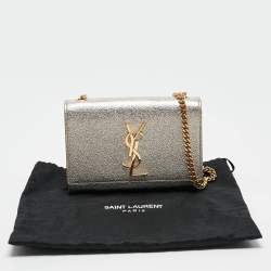 Saint Laurent  Light Gold Leather Small Monogram Kate Shoulder Bag