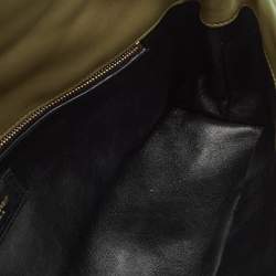 Pre Owned Saint Laurent Olive Green Quilted Leather Puffer Sade Envelope Clutch