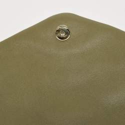 Pre Owned Saint Laurent Olive Green Quilted Leather Puffer Sade Envelope Clutch