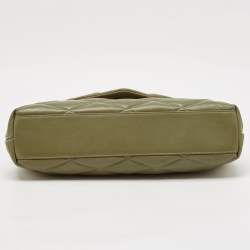 Pre Owned Saint Laurent Olive Green Quilted Leather Puffer Sade Envelope Clutch