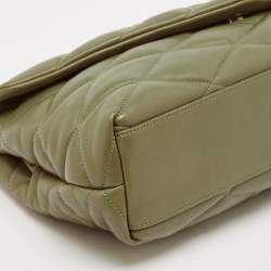 Pre Owned Saint Laurent Olive Green Quilted Leather Puffer Sade Envelope Clutch