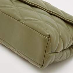 Pre Owned Saint Laurent Olive Green Quilted Leather Puffer Sade Envelope Clutch