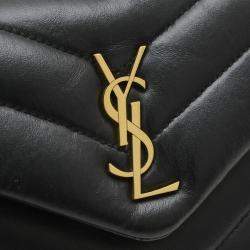 Saint Laurent Black Leather Lulu Toy Shoulder Bag