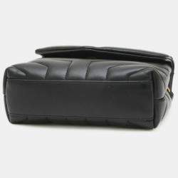 Saint Laurent Black Leather Lulu Toy Shoulder Bag