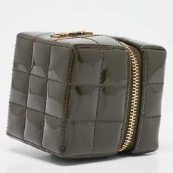 Pre Owned Saint Laurent Green Cube Quilted Patent Leather Mini Carré on Chain