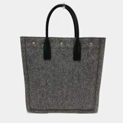 Saint Laurent Gray/Black Shoulder Tote Bag
