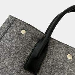 Saint Laurent Gray/Black Shoulder Tote Bag