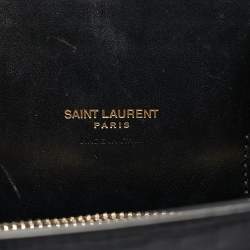 Saint Laurent Black Croc Embossed Leather Baby Classic Sac De Jour Tote