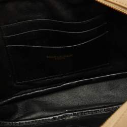 Pre Owned Saint Laurent Beige Matelasse Leather Monogram Mini Lou Camera Bag