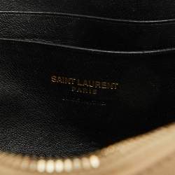 Pre Owned Saint Laurent Beige Matelasse Leather Monogram Mini Lou Camera Bag