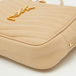 Pre Owned Saint Laurent Beige Matelasse Leather Monogram Mini Lou Camera Bag