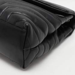 Pre Owned Saint Laurent Black Matelassé Leather Medium Loulou Shoulder Bag
