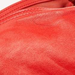 Yves Saint Laurent Red/Brown Leather Lucky Chyc Tote