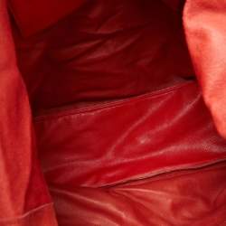 Yves Saint Laurent Red/Brown Leather Lucky Chyc Tote